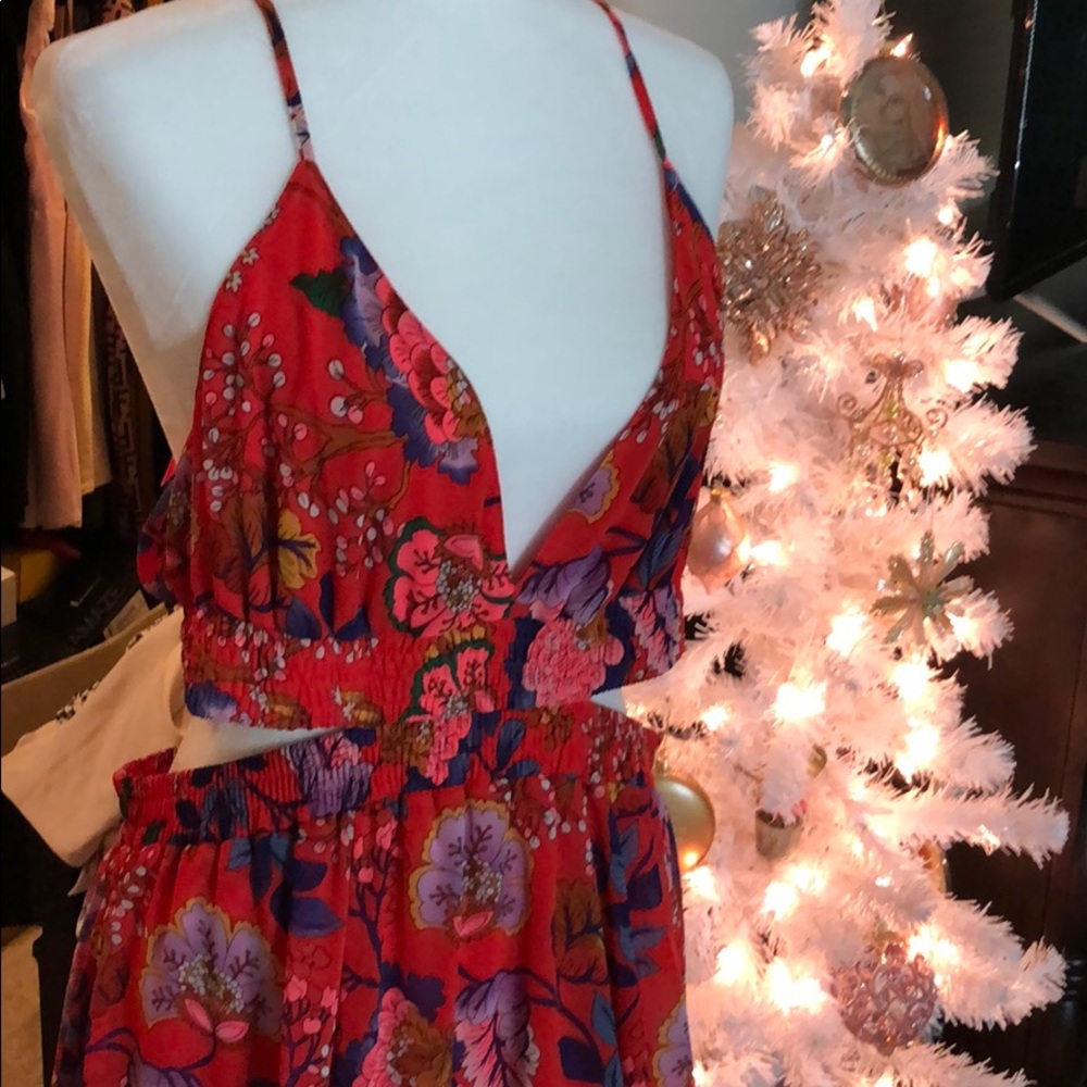Express Floral Cut Out Maxi Dress